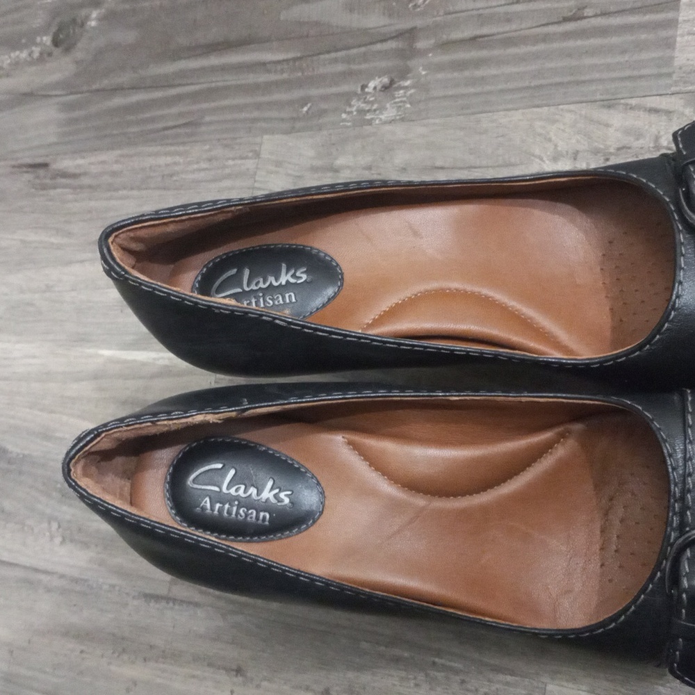 Clark's Artisan Black Leather Society Dance Pump Size 7M - Picture 6 of 13